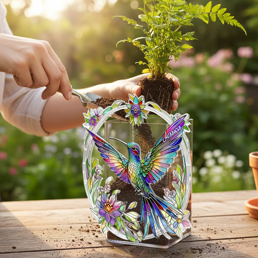 Magnifique colibri - Pot en acrylique personnalisé colibri