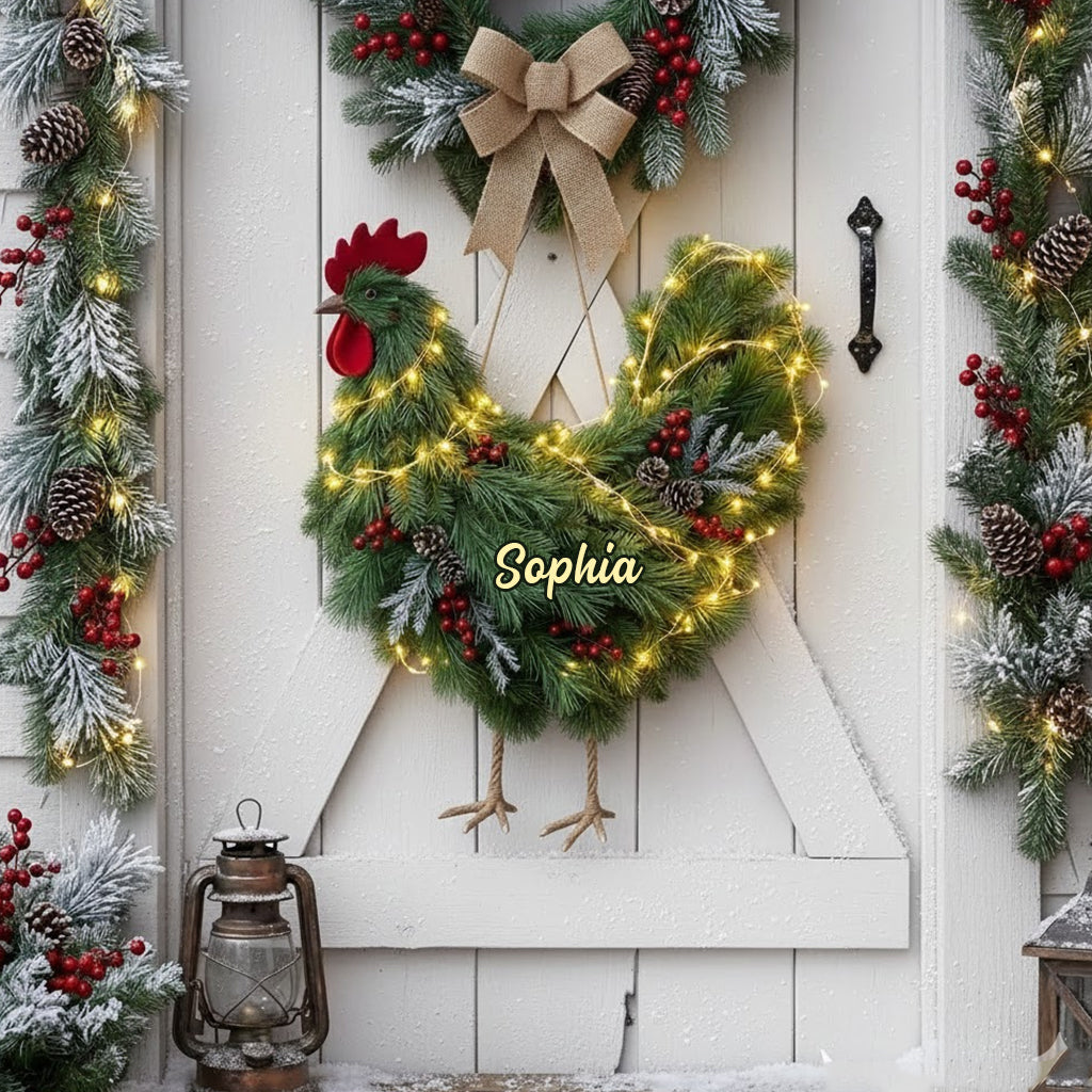Chicken Wreath - Personalized Chicken LED Light Acrylic Sign