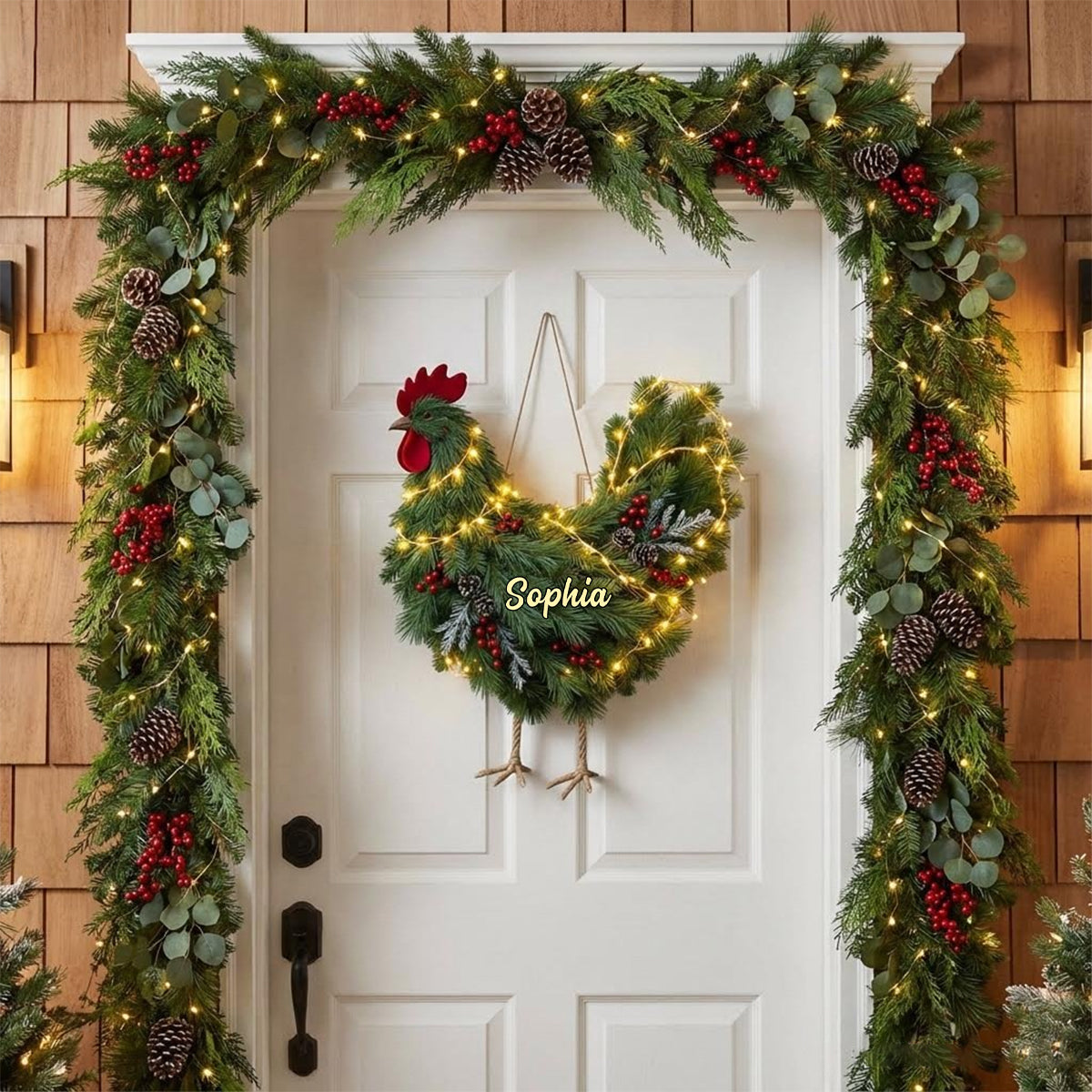 Chicken Wreath - Personalized Chicken LED Light Acrylic Sign