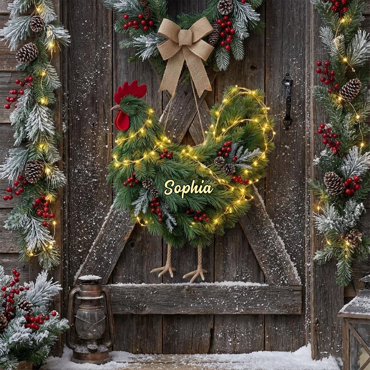 Chicken Wreath - Personalized Chicken LED Light Acrylic Sign