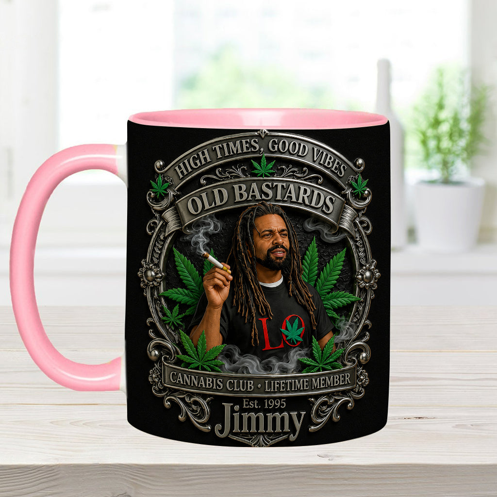Old Bastards Cannabis Club Lebenslanges Mitglied - Personalisierte Weed Akzent Tasse & Untersetzer