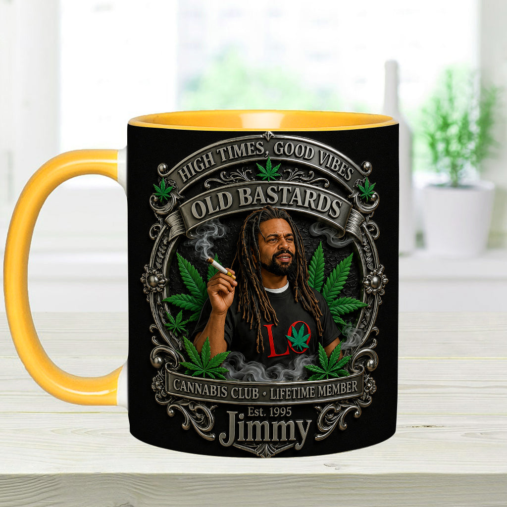 Old Bastards Cannabis Club Lebenslanges Mitglied - Personalisierte Weed Akzent Tasse & Untersetzer