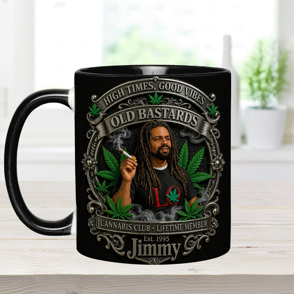 Old Bastards Cannabis Club Lebenslanges Mitglied - Personalisierte Weed Akzent Tasse & Untersetzer