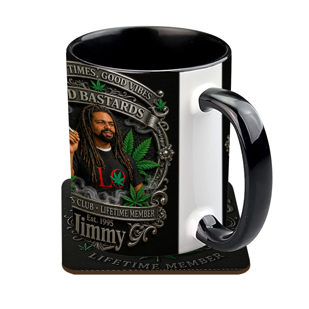 Old Bastards Cannabis Club Lebenslanges Mitglied - Personalisierte Weed Akzent Tasse & Untersetzer