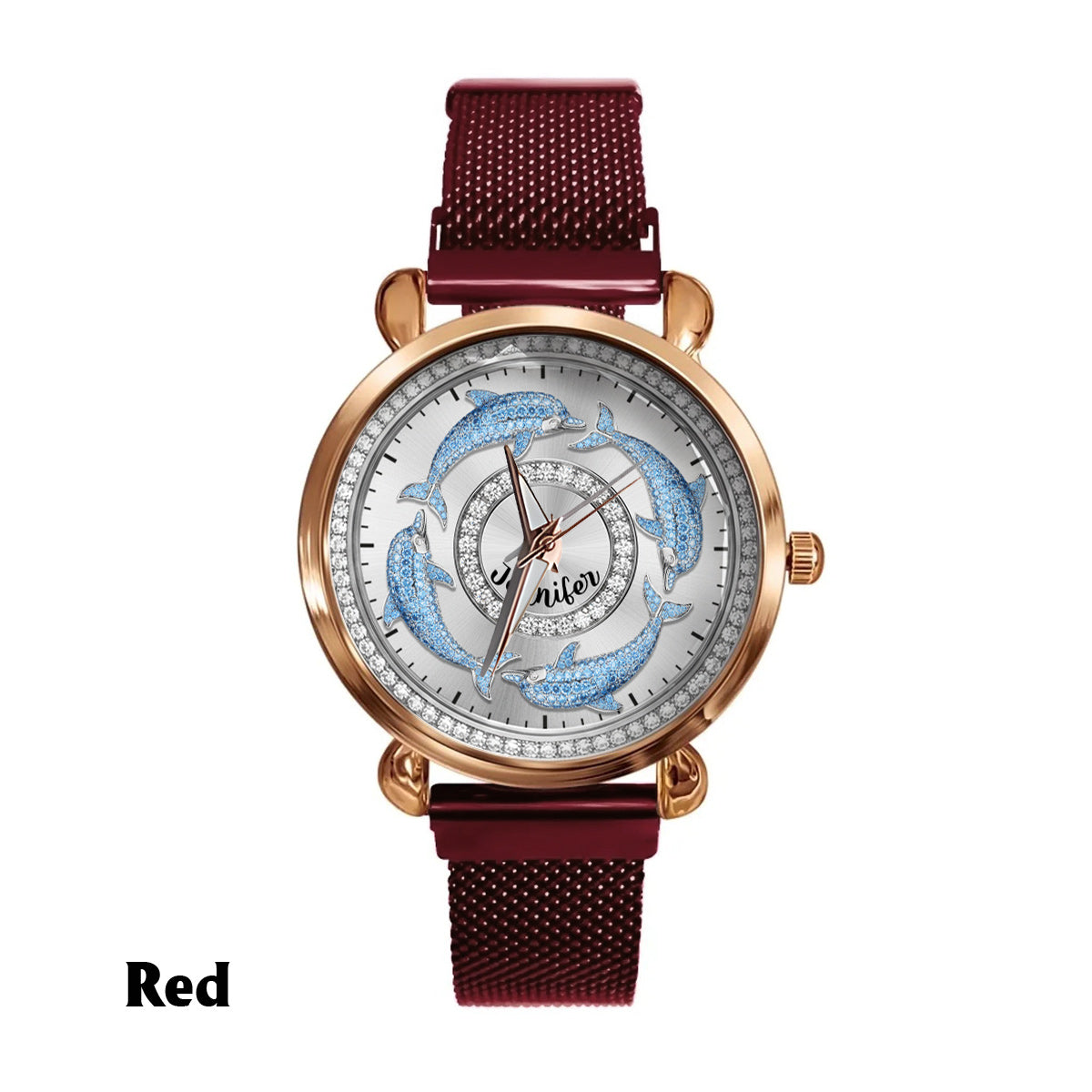 Montre-bracelet personnalisée pour femme Love Dolphins - Motif dauphin
