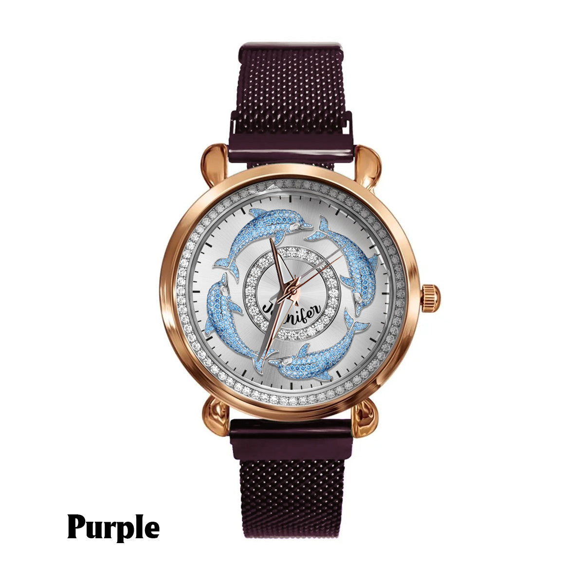 Montre-bracelet personnalisée pour femme Love Dolphins - Motif dauphin