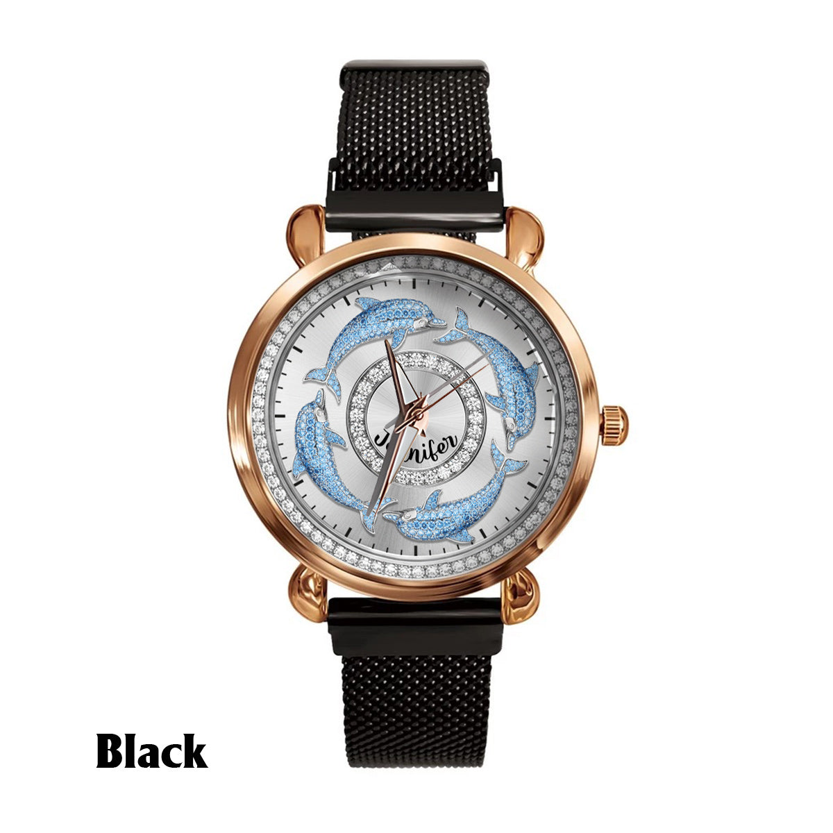 Montre-bracelet personnalisée pour femme Love Dolphins - Motif dauphin