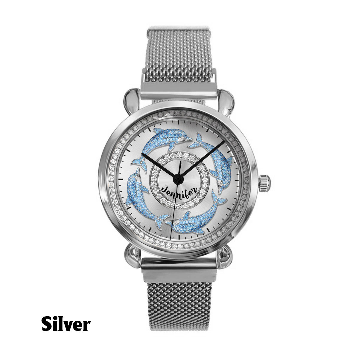 Montre-bracelet personnalisée pour femme Love Dolphins - Motif dauphin