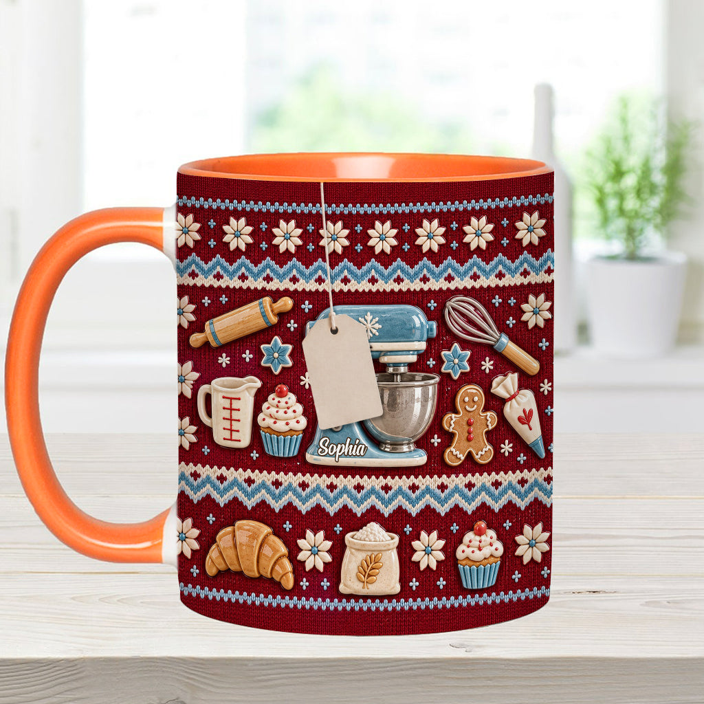 Ugly Pattern Love Baking - Personalized Baking Accent Mug & Coaster