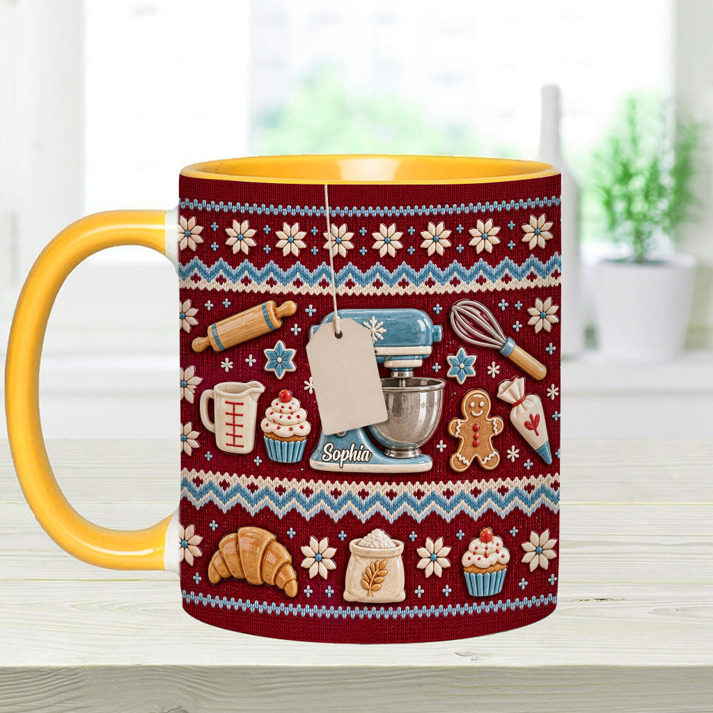 Ugly Pattern Love Baking - Personalized Baking Accent Mug & Coaster