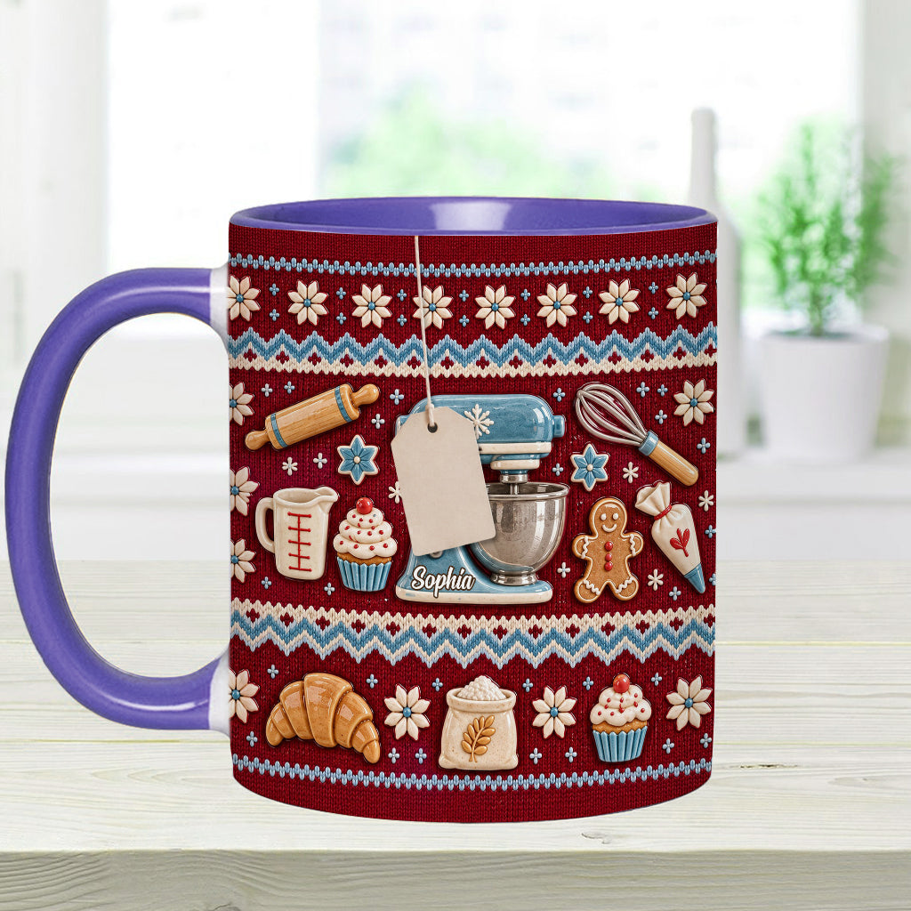 Ugly Pattern Love Baking - Personalized Baking Accent Mug & Coaster