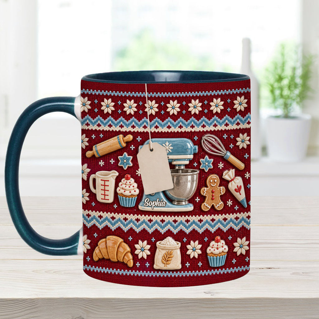 Ugly Pattern Love Baking - Personalized Baking Accent Mug & Coaster