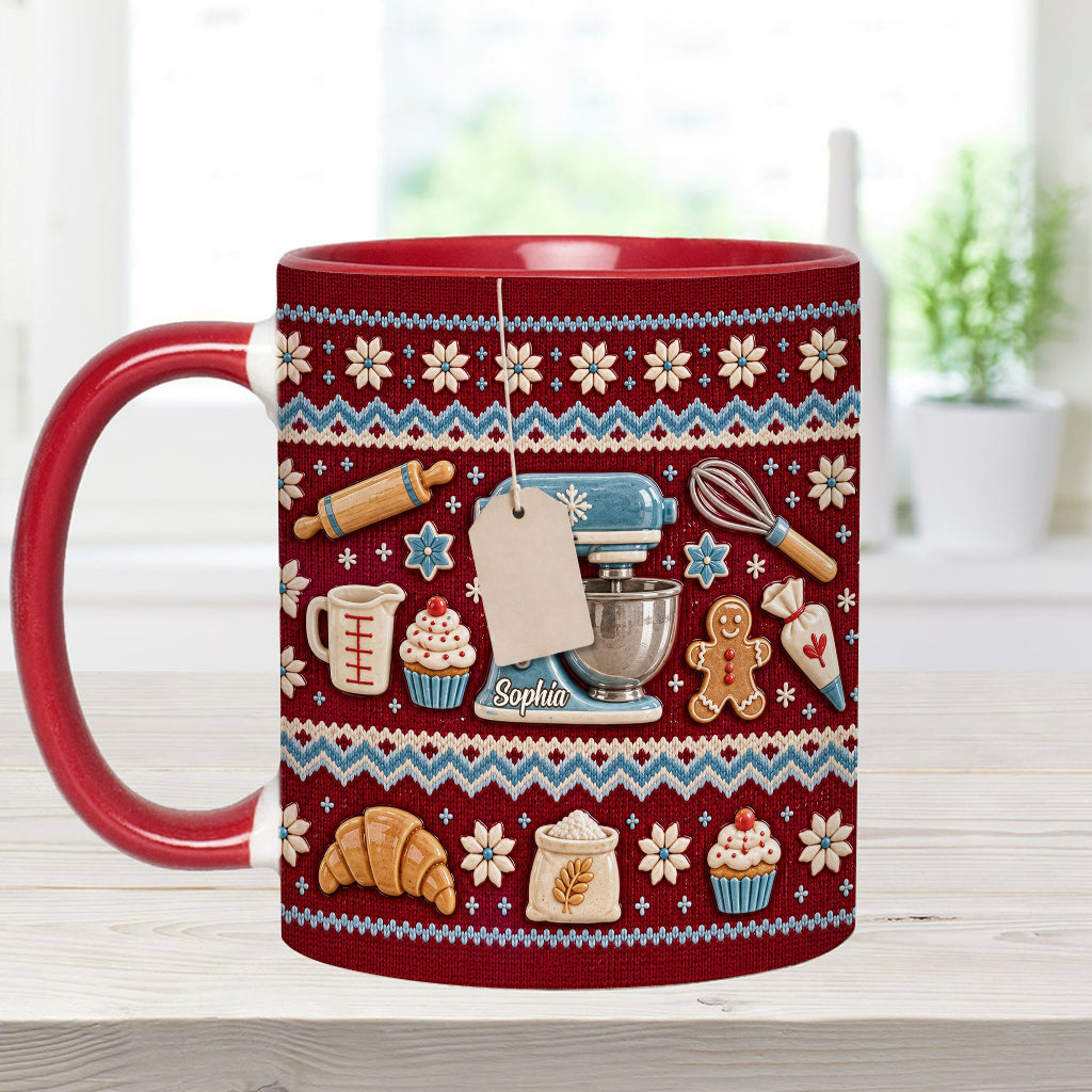 Ugly Pattern Love Baking - Personalized Baking Accent Mug & Coaster