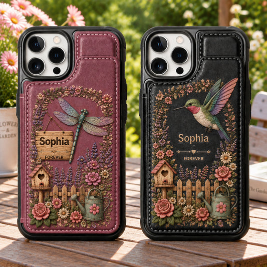 Humingbird, Dragonfly - Personalized Gardening Wallet Phone Case