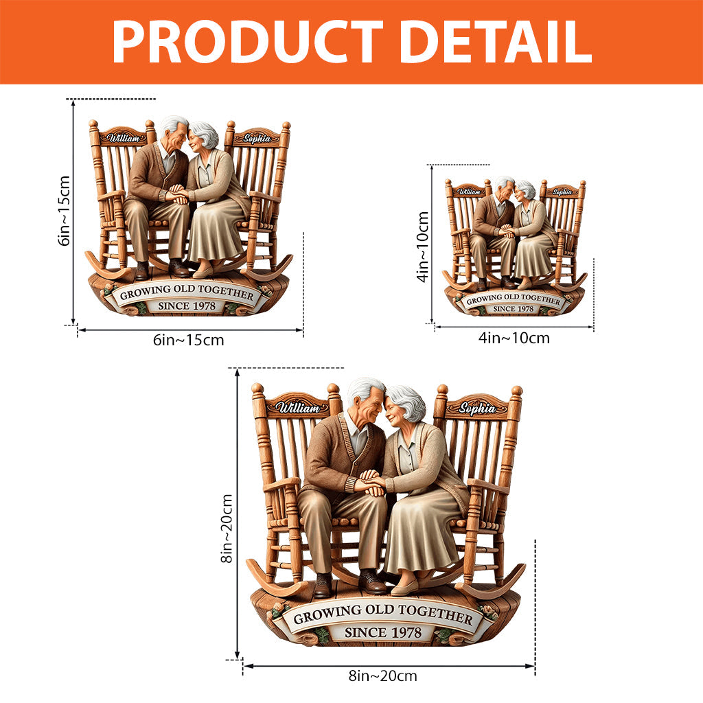 Old Couple Sitting On Rocking Chairs Together - Personalized Couple Custom Shaped Acrylic Plaque