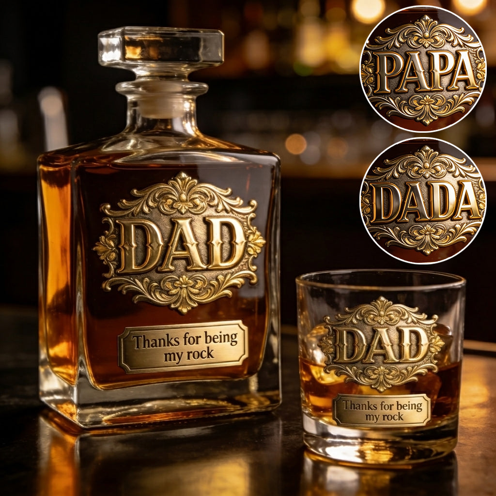 Danke, dass du mein Fels bist - Personalisierbares Whiskey Dekanter Set