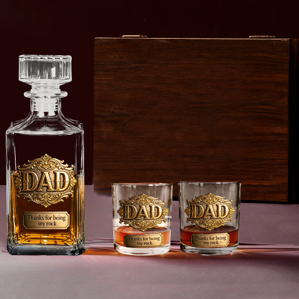 Danke, dass du mein Fels bist - Personalisierbares Whiskey Dekanter Set