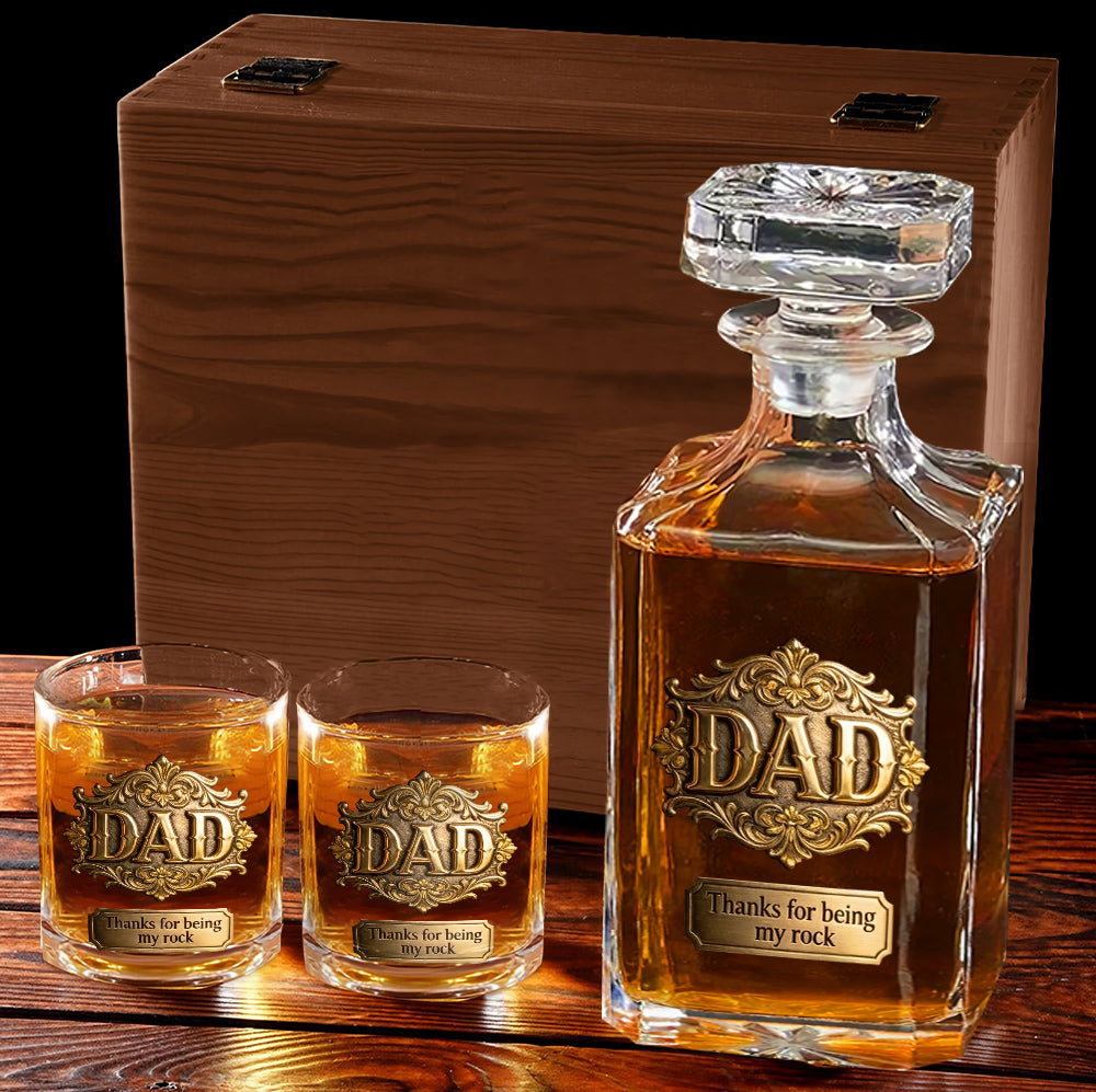 Danke, dass du mein Fels bist - Personalisierbares Whiskey Dekanter Set