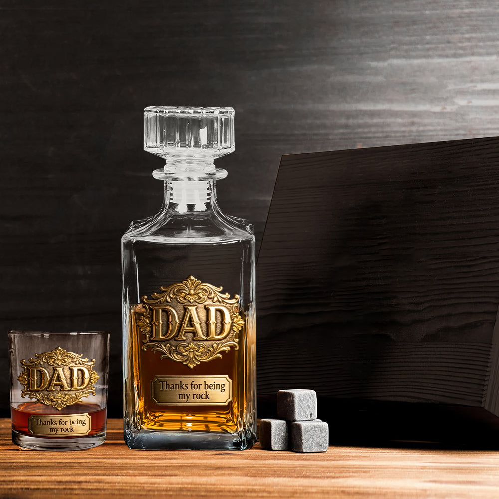 Danke, dass du mein Fels bist - Personalisierbares Whiskey Dekanter Set