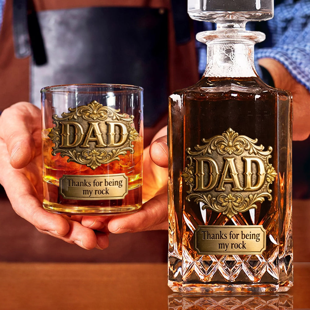 Danke, dass du mein Fels bist - Personalisierbares Whiskey Dekanter Set