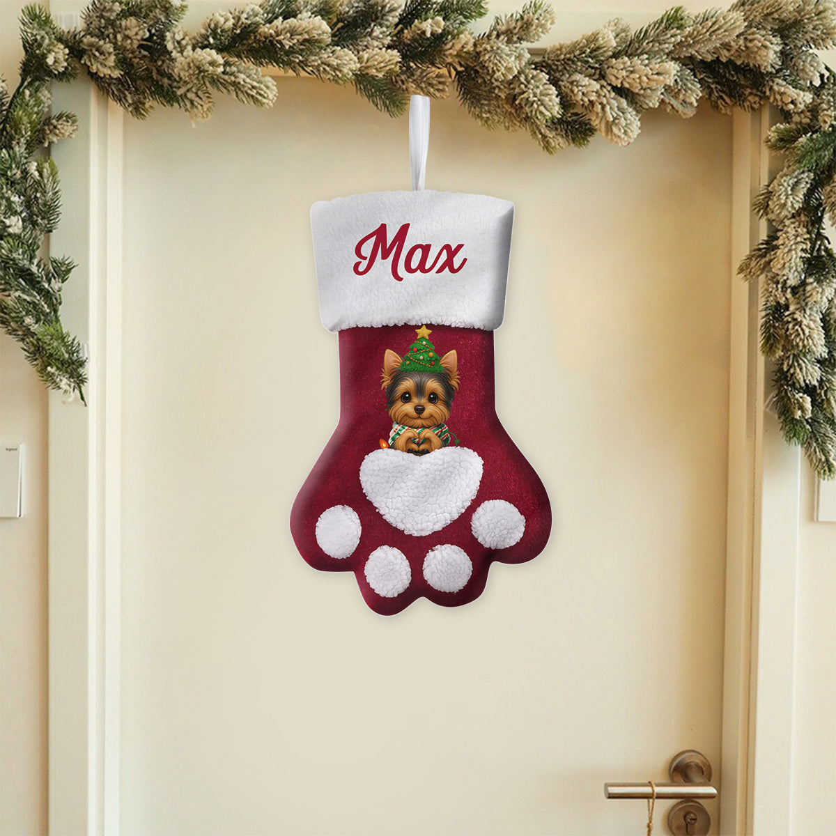 Merry Woofmas! - Personalized Dog Shaped Christmas Stocking