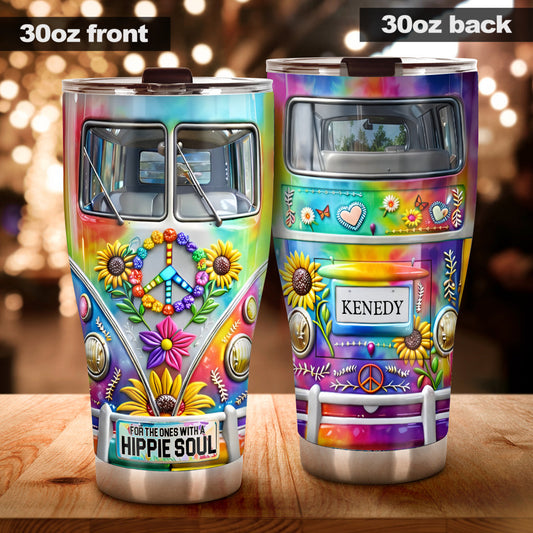Hippie Van, Hippie Soul - Personalized Hippie Tumbler