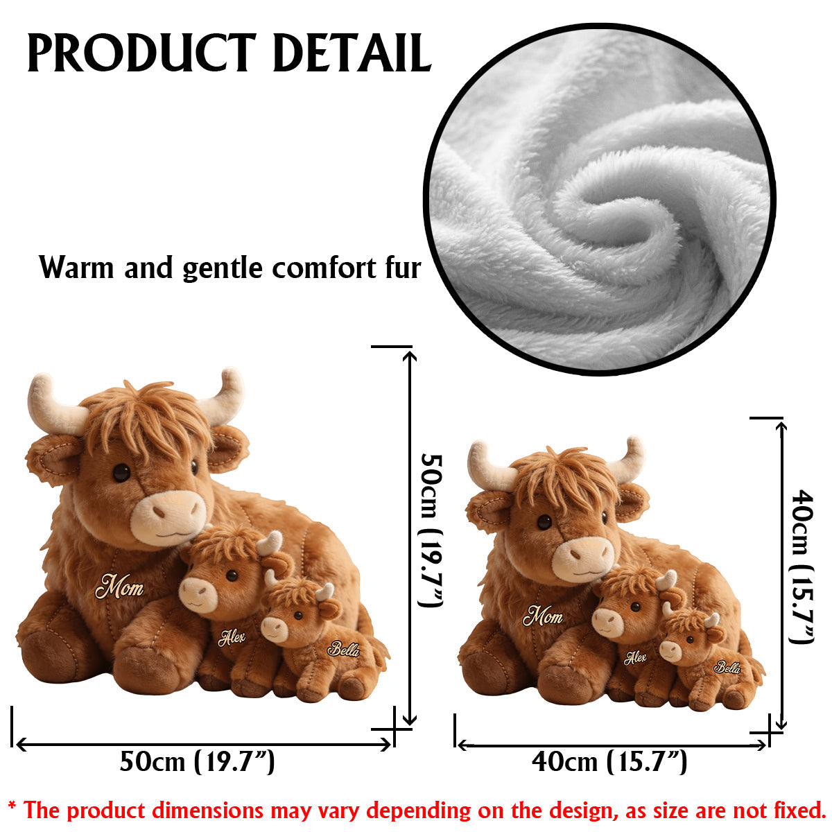 Maman vache des Highlands mignonne - Coussin personnalisé en fausse fourrure en forme de maman