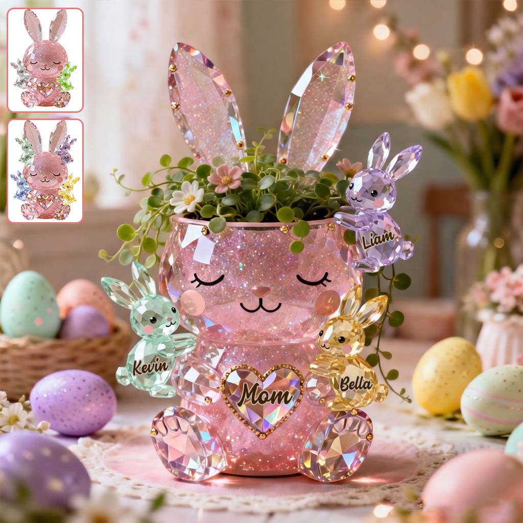 Sparkling Bunny Easter - Personalized Mother Acrylic Pot