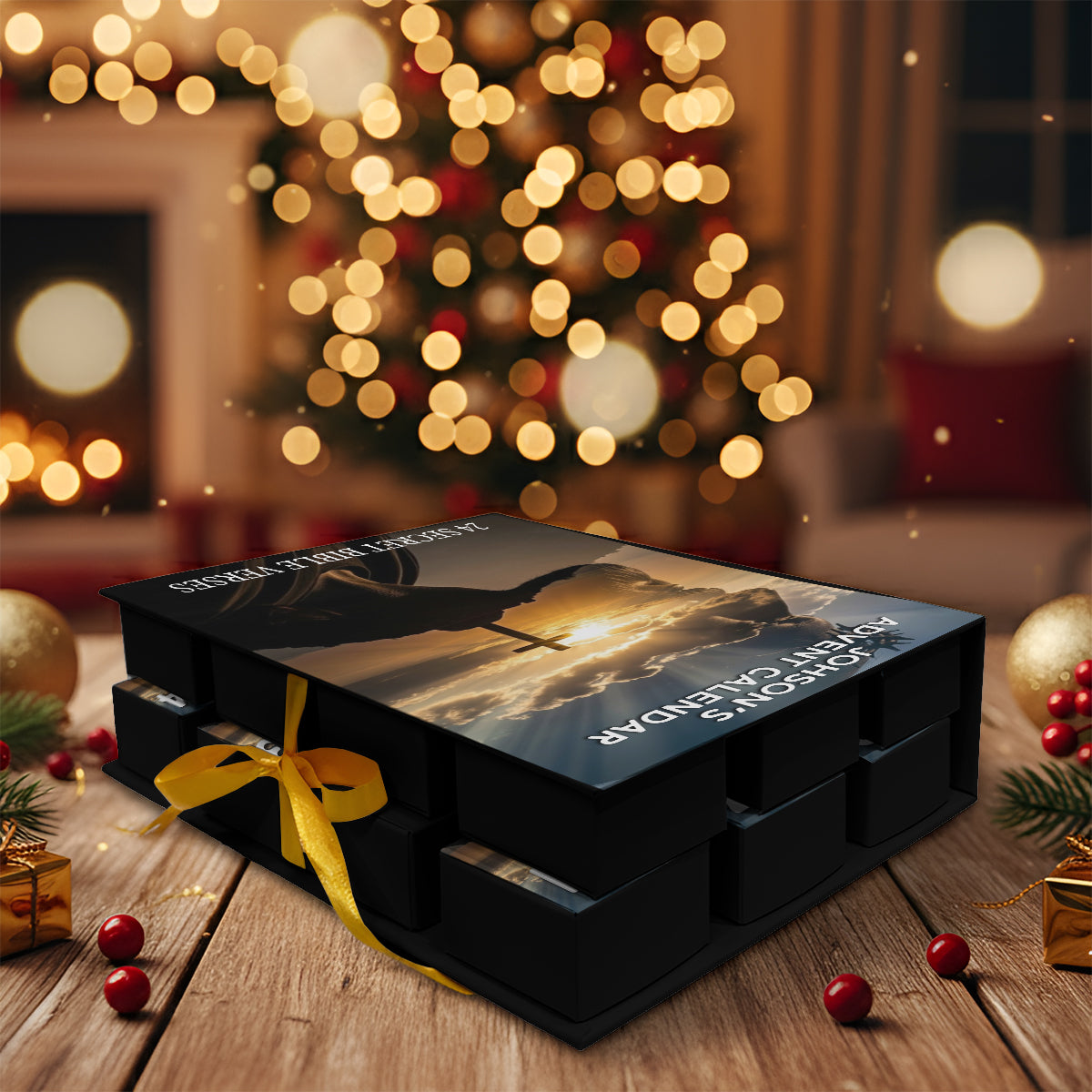 Bible Verse Advent Calendar - Personalized Christian Folded Advent Calendar With Ornaments