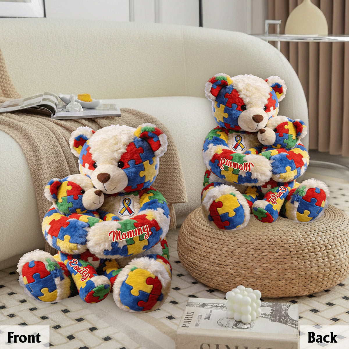 Mom And Kid - Personalized Autism Awareness Premium Faux Fur Pillow