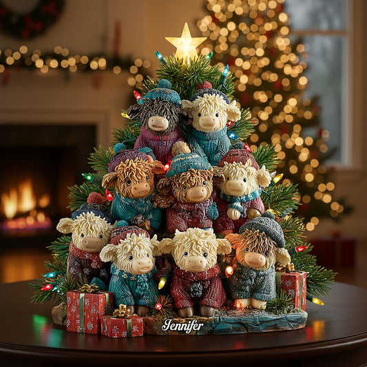 Love Highland Cow - Personalized Highland Cow Custom Shaped Acrylic Plaque