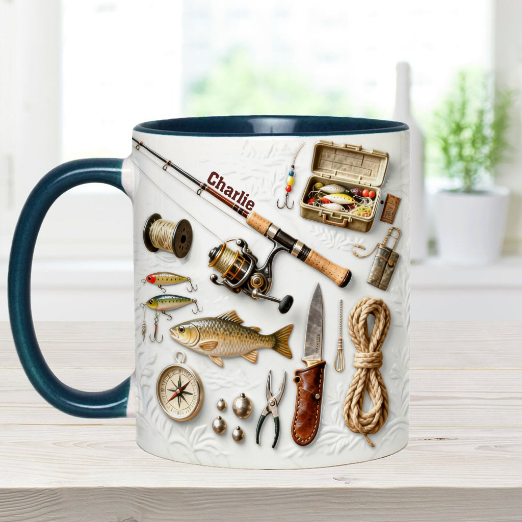 J'adore la pêche - Mug et sous-verre personnalisés sur le thème de la pêche