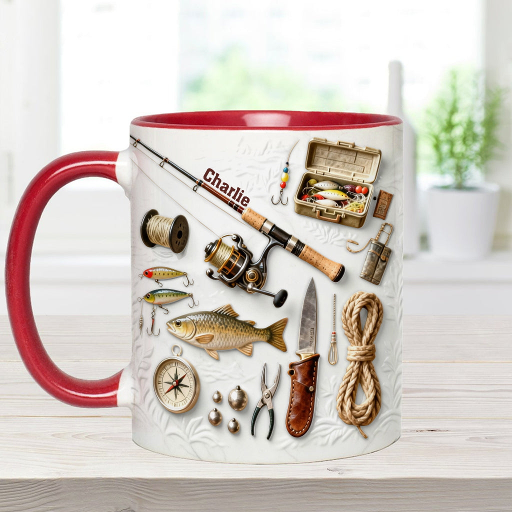 J'adore la pêche - Mug et sous-verre personnalisés sur le thème de la pêche