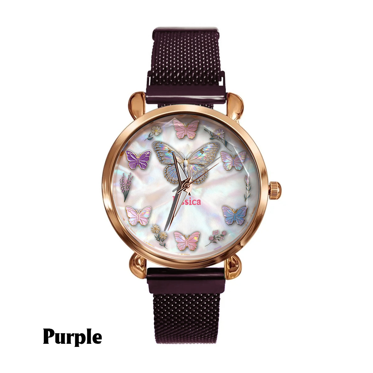 Sparkle Butterfies - Personalized Butterfly Women Hand Watch