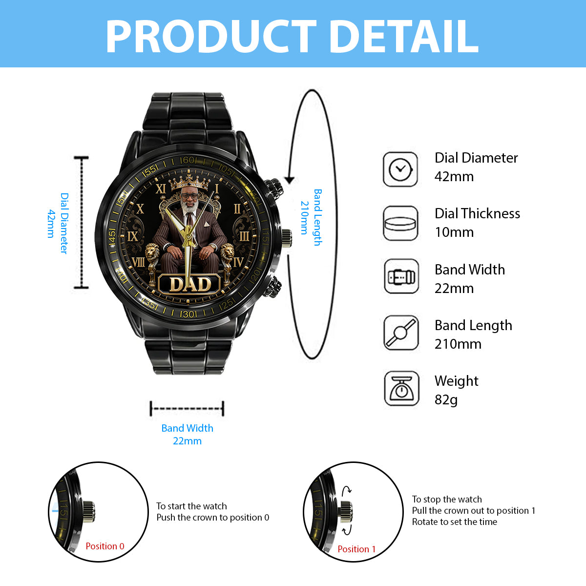 Cadeau Photo Personnalisé Pour Papa/Papi/Oncle... - Montre Homme Personnalisée