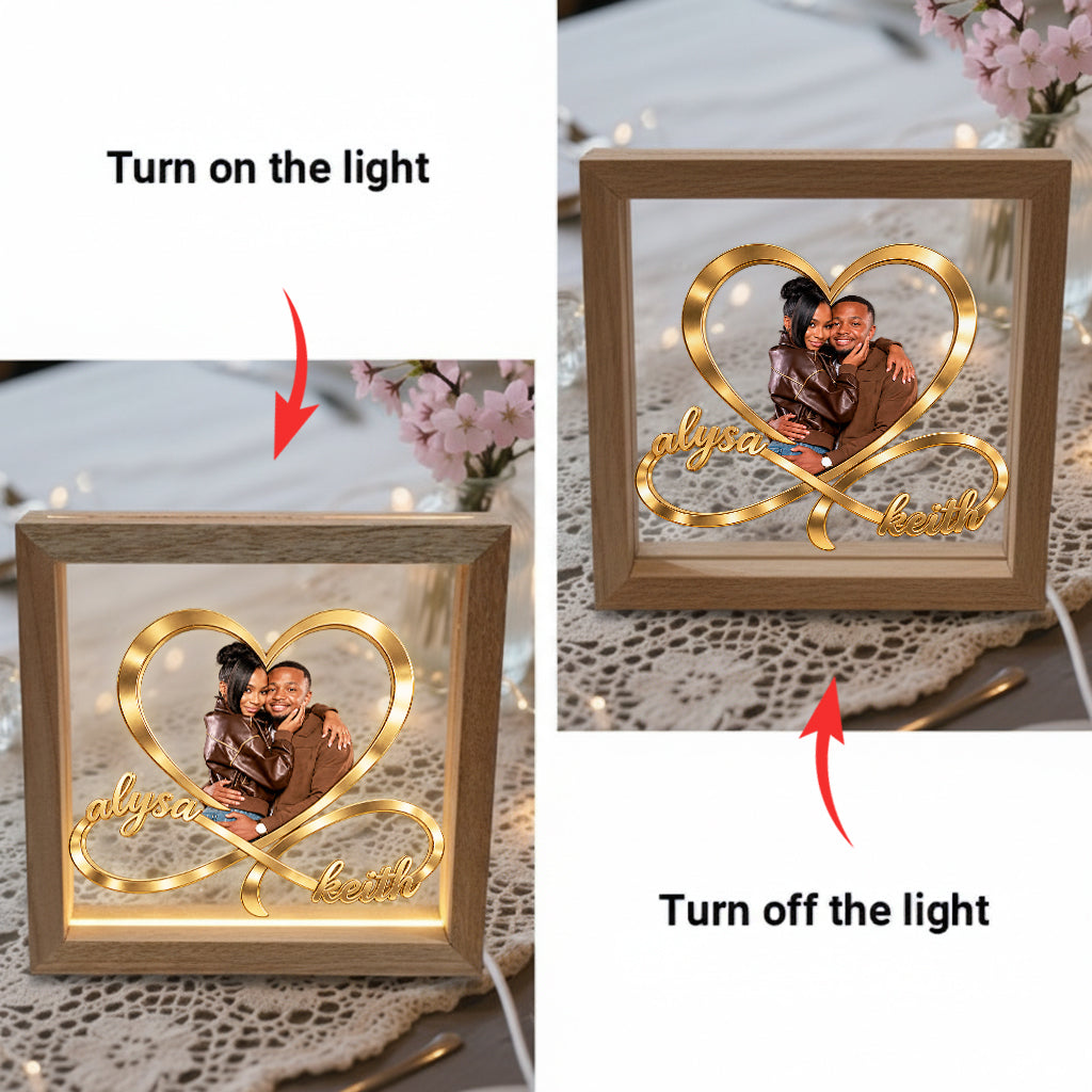 I Love You Infinite - Personalized Couple Wooden Frame LED Light