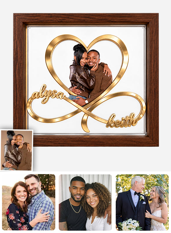 I Love You Infinite - Personalized Couple Wooden Frame LED Light
