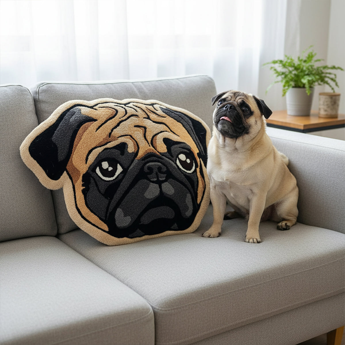 Your Dog's Face - Personalized Dog Faux Fur Shaped Pillow