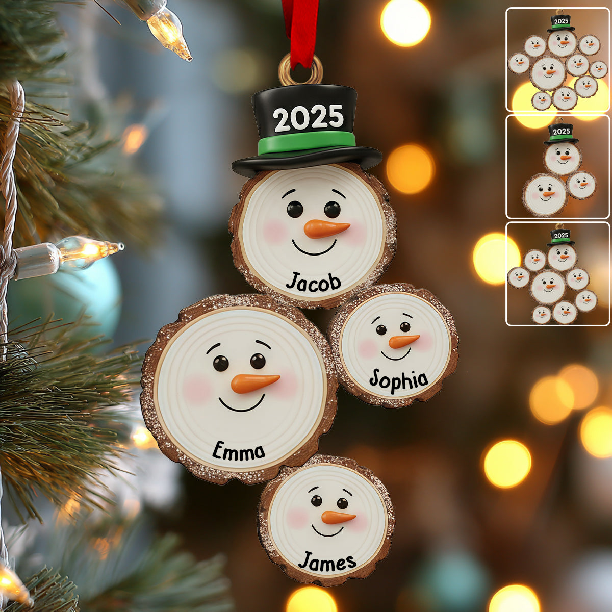 Custom Snowman Christmas - Personalized Family Ornament