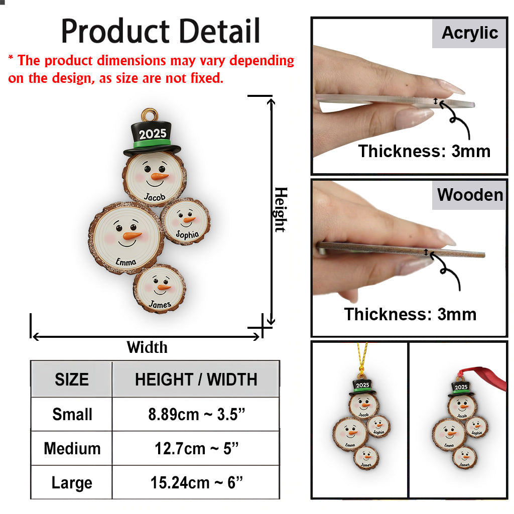 Custom Snowman Christmas - Personalized Family Ornament