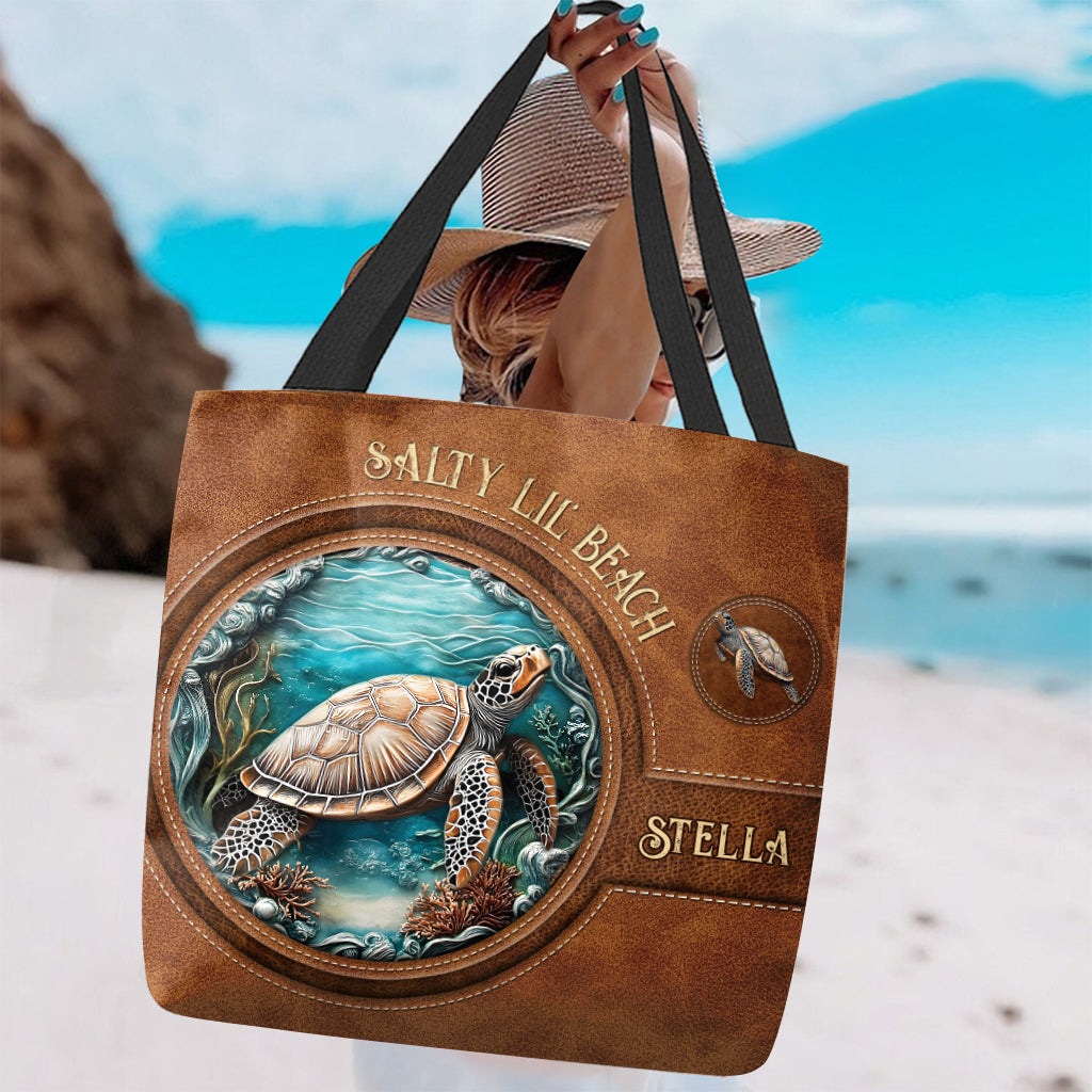 Salty Lil' Beach - Personalized Turtle Tote Bag
