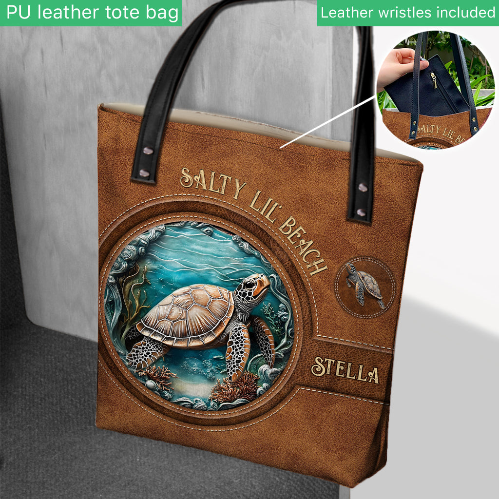 Salty Lil' Beach - Personalized Turtle Tote Bag