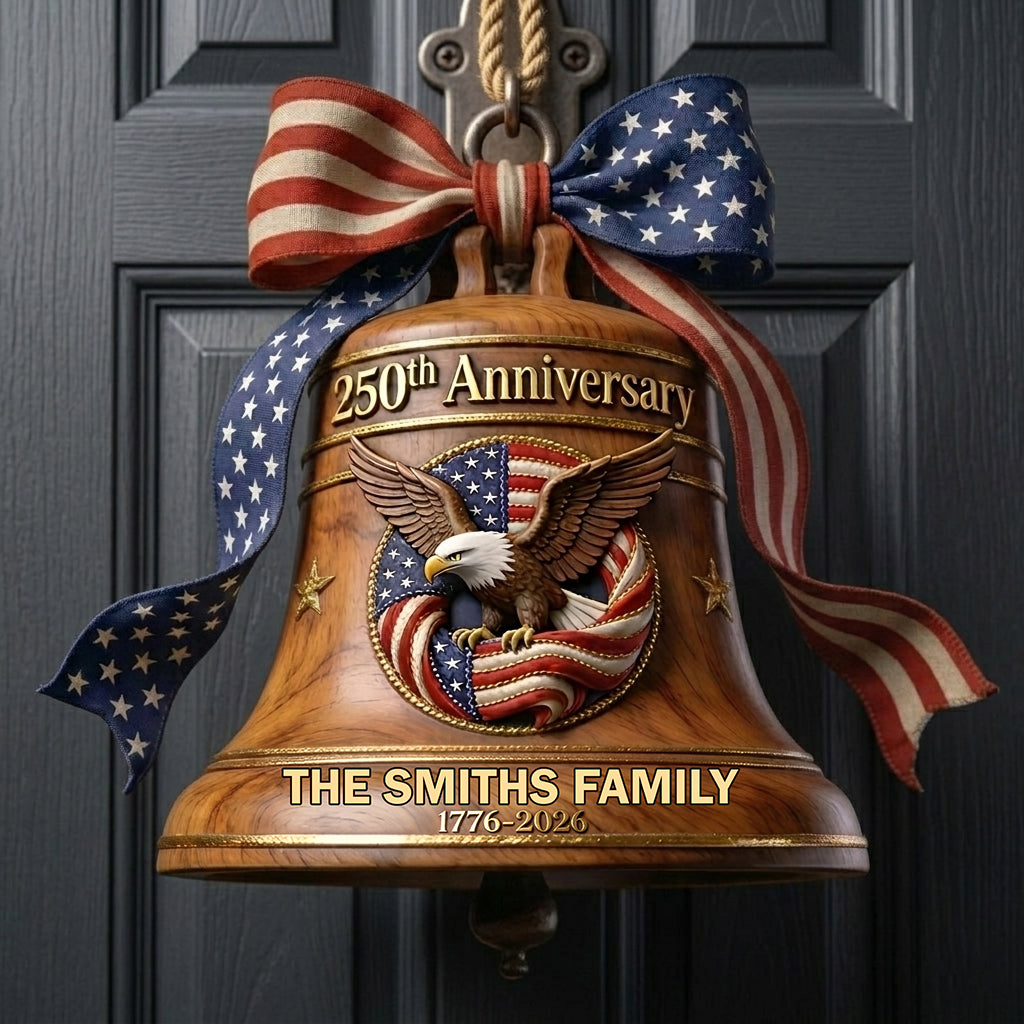 250. Jubiläum - Personalisierbares Holzschild in Patriot-Form mit Schleife