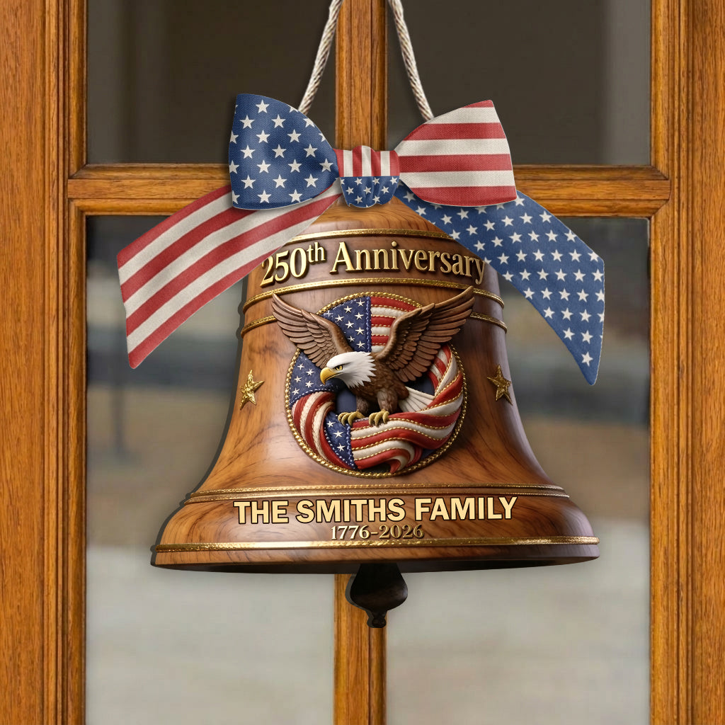 250. Jubiläum - Personalisierbares Holzschild in Patriot-Form mit Schleife