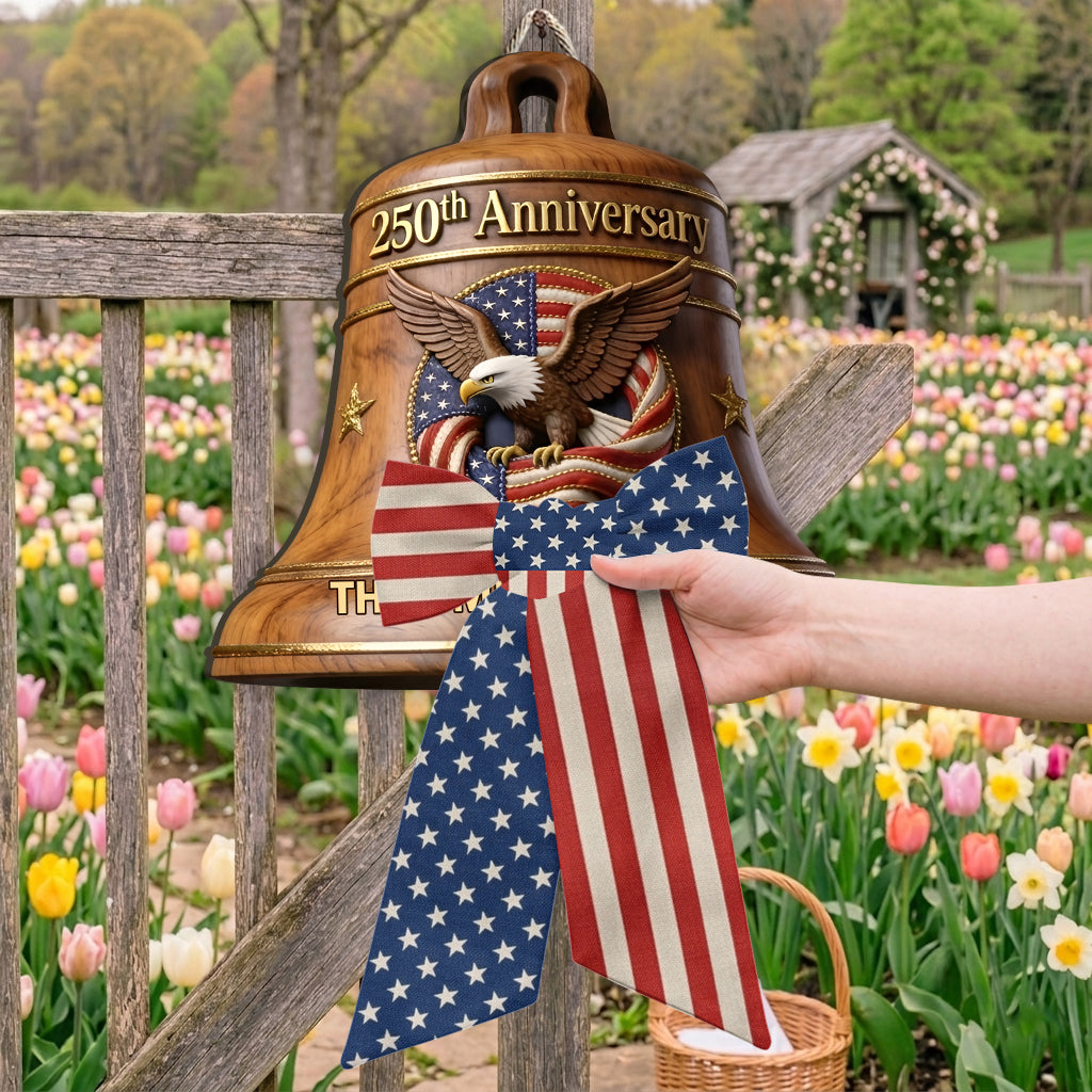 250. Jubiläum - Personalisierbares Holzschild in Patriot-Form mit Schleife