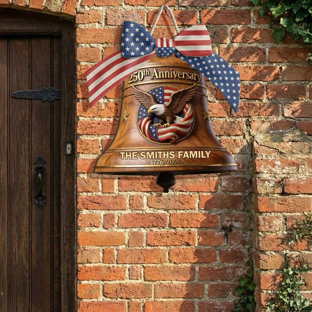 250. Jubiläum - Personalisierbares Holzschild in Patriot-Form mit Schleife