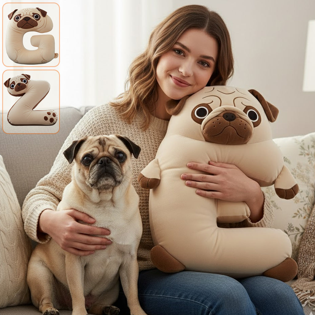 Cute Pug - Personalized Dog Shaped Pillow