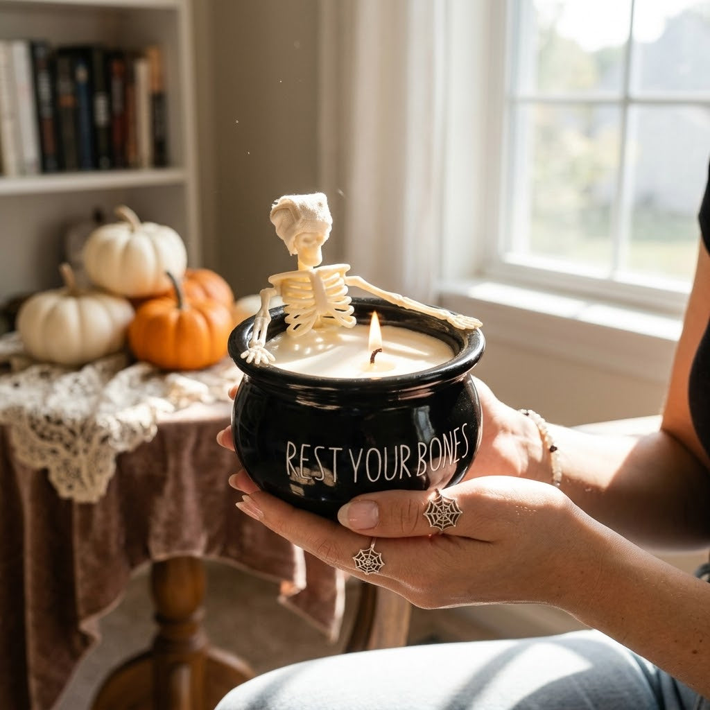 Rest Your Bones Skeleton Candle