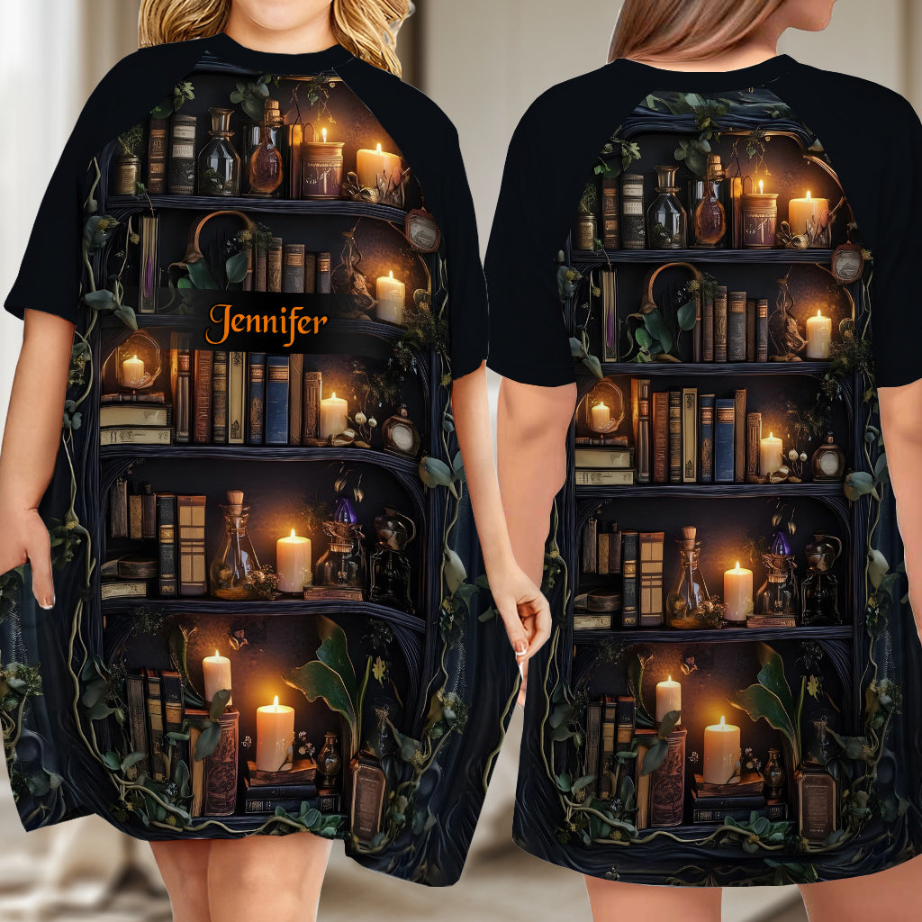 Just A Girl Who Loves Books - Personalized Book Sleep T-shirt Dress