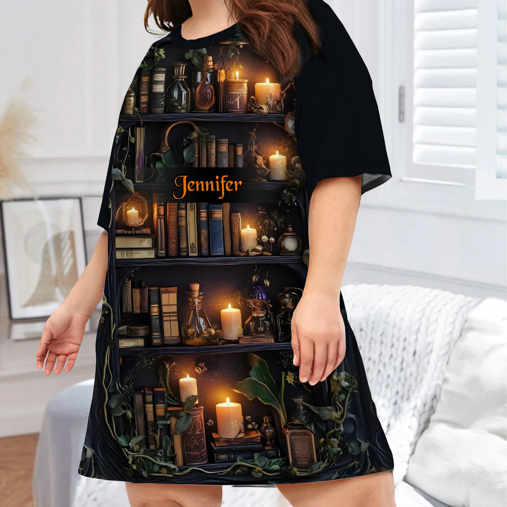 Just A Girl Who Loves Books - Personalized Book Sleep T-shirt Dress